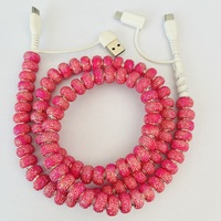Câble de charge type C 1M orné de perles, 2 en 1, décoré de strass, chargeur rapide pour téléphone portable, cordon de données