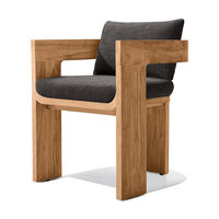 Ensemble de salle à manger d'extérieur de luxe en teck pour jardin et patio - Fauteuils rembourrés, coussins imperméables, résistant aux intempéries, usage commercial et hôtelier