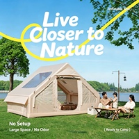 Grande tente de camping gonflable quatre saisons portable de 6,3 m², une chambre, ouverture automatique rapide, 2 puits de lumière, Oxford imperméable