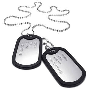 Regalos <span class=keywords><strong>de</strong></span> promoción Fábrica Estampado barato Acero inoxidable Etiquetas <span class=keywords><strong>de</strong></span> perro personalizadas para grabar <span class=keywords><strong>con</strong></span> collar Gomas negras - Product Image 1