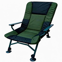 Chaise de pêche pliable rembourrée, légère, durable et de qualité supérieure, capacité 180 kg, dossier et pieds réglables avec accoudoirs, siège de camping portable