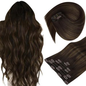 Barato 100% cabeza completa virgen cabello humano Marrón Ombre Clip InExtensions - Product Image 1
