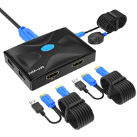 Commutateur KVM 4K 2 ports avec câbles MT-ViKI en plastique 30Hz, boîtier sélecteur de bureau pour 2 ordinateurs