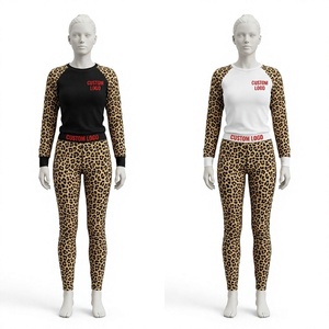 Conjunto Deportivo de 2 Piezas con Estampado de Leopardo y Logotipo Personalizado para Mujer, Top Corto y Pantalones Deportivos con Estampado Animal, Fabricante OEM 2026 - Product Image 1