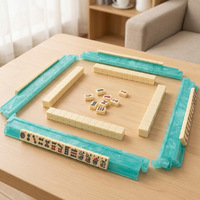 Muzheng – Supports et pousseurs de Mahjong en acrylique, motif vague, couleur tortue, à attraction magnétique, pour 4 joueurs, pour table de jeu
