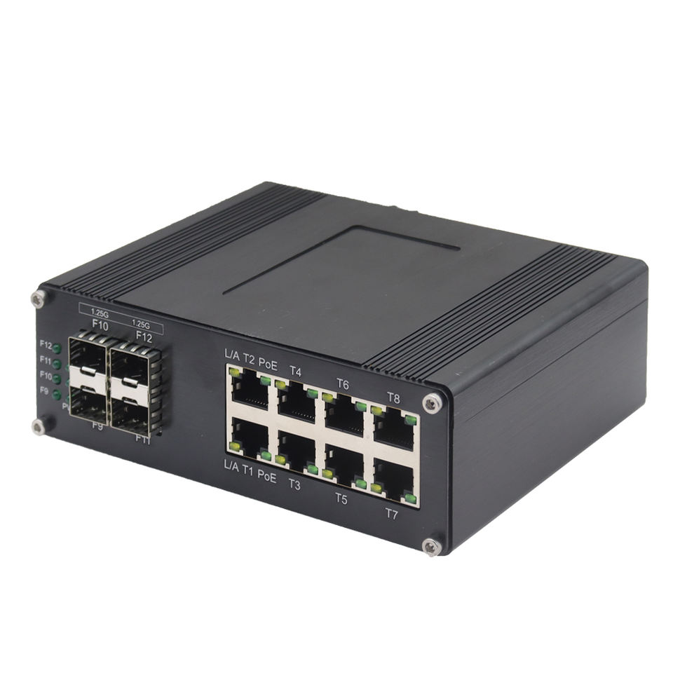 Industrial 8 Port Gigabit Ethernet WEB Managed Switch 4 X SFP 8 X GE PoE Network Switch CCTV Networking