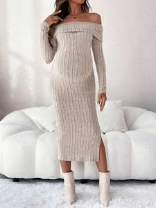 <span class=keywords><strong>Abito</strong></span> <span class=keywords><strong>Premaman</strong></span> per Servizio Fotografico Autunno Inverno Monospalla Snellente Aderente a Maniche Lunghe <span class=keywords><strong>in</strong></span> <span class=keywords><strong>Maglia</strong></span> per Donne Incinte - Product Image 3