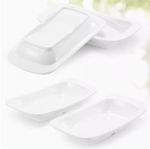 Assiettes rectangulaires <span class=keywords><strong>en</strong></span> mélamine blanche, plateaux de service longs <span class=keywords><strong>en</strong></span> mélamine incassables, <span class=keywords><strong>vaisselle</strong></span> mate de qualité alimentaire <span class=keywords><strong>pour</strong></span> restaurant, buffet - Product Image 2