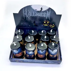 Halloween luminous candle lights pumpkin witch castle pattern led decorative lights Ghost Festival party decoration