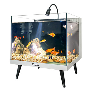 Acquario da Tavolo con Filtrazione Posteriore a Secco/Umido, Piccolo Acquario con Mobiletto, Piedini Rialzati, Imballaggio in Cassa di Legno, Articoli per Animali Domestici - Product Image 2