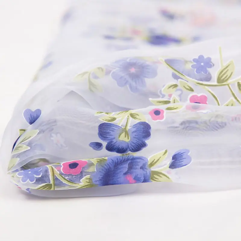 Schöne arten von polyester gedruckt organza stoff für kleider