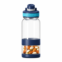 Bouteille d'eau 21oz pour la rentrée scolaire avec compartiment à collation, en Tritan, avec couvercle à paille et poignée, pour la salle de sport et le bureau, commande en gros