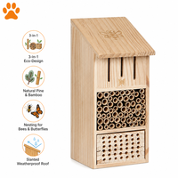 Maison pour oiseaux en bois personnalisée avec logo, hôtel à insectes en pin naturel, nid d'abeilles avec tubes en bambou pour la décoration de jardin (vente en gros)
