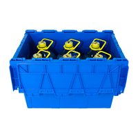 Caisses en plastique robustes de grand volume avec chariot boîte de roulement mobile empilable stockage nidification couvercle attaché conteneur