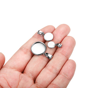 Plateau rond en acier inoxydable avec boucle unique pour la fabrication de colliers, base de composant de bijoux DIY de 6 à 30 mm - Product Image 2