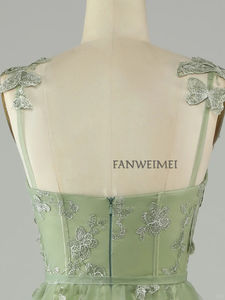 Gerçek fotoğraflar yeşil kelebek A-line kat-uzunluk balo elbisesi kadınlar akşam parti elbiseler mezuniyet elbiseler için - Product Image 6