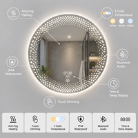 Miroir LED intelligent sans cadre, miroir de salle de bain rétroéclairé, anti-buée avec capteur tactile, affichage de l'heure à intensité variable, IP44 OEM ODM Hôtel