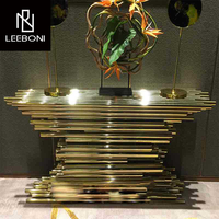 Mobilier de hall d'hôtel décoration table design métal laiton miroir console couloir table console en acier inoxydable