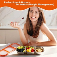Boîte à lunch bento pour enfants en acier inoxydable SS304, étanche, 3 compartiments, avec couvercles en PP pour la conservation des aliments