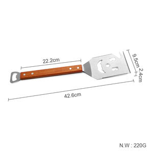 נירוסטה מרית גריל מחייך לגריל חיצוני, 5 ב 1 גרגר כלי batula ידית עץ עם פותחן בקבוקים - Product Image 6