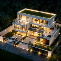 Villa préfabriquée moderne de luxe, panneaux en acier, maisons préfabriquées portables avec piscine