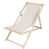 Chaises pliantes, chaise de plage pliante pour l'extérieur, chaise en lin Oxford et bois massif, chaise longue réglable en bois