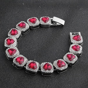 Pulseras de Joyería con Cristales para Hombre, Accesorios Hip Hop, Piedra de Rubí Roja, Aleación, Baratas, Envío Directo - Product Image 2