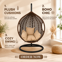 Fauteuil suspendu en rotin pour extérieur avec support, idéal pour salon, patio, balcon et jardin – Vente en gros sur mesure