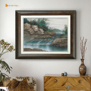 Arte de pared de <span class=keywords><strong>paisaje</strong></span> de Río <span class=keywords><strong>Rural</strong></span> moderno hecho a mano, <span class=keywords><strong>pintura</strong></span> de arenisca con Base de soporte de lienzo para decoración del hogar y arte de Adorno - Product Image 4