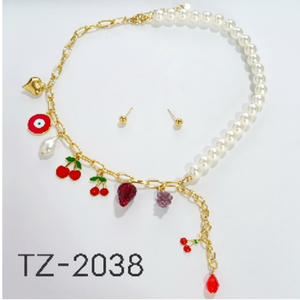 Boho Set di gioielli all'uncinetto alla moda per le donne placcato in oro con perle e diamanti per feste o regali - Product Image 1