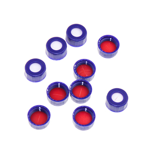 Blue Ribbed Screw PP Cap With Pre Slit Septa For 2ml 9-425 <b>Glass</b> HPLC <b>Vial</b> - Product Image 1