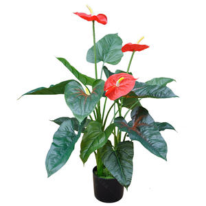 Plantes artificielles <span class=keywords><strong>en</strong></span> <span class=keywords><strong>pot</strong></span> d'orchidée <span class=keywords><strong>rouge</strong></span> simulée, verdure réaliste pour l'intérieur, Noël, Thanksgiving, Nouvel An - Product Image 4