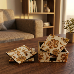 Juego de Posavasos de Madera Natural Pulida, Hechos a Mano, Ecológicos, para Tazas de Té, Café, Cerveza y Vino, Resistentes al Calor - Product Image 2