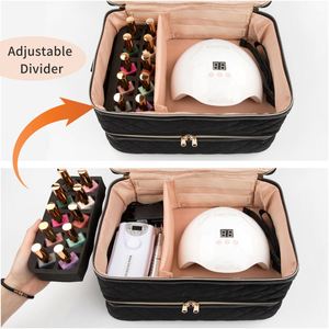 Bolsa de Esmalte de Uñas de 3 Capas de Gran Capacidad, Fábrica BSCI, Set de Bolsas de Cosméticos para Viaje con Capacidad para 90 Botellas, para Transportar Esmaltes - Product Image 5