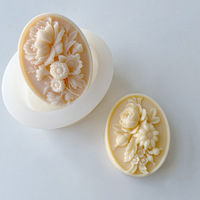 Moule en silicone Relief Flower pour savon, diffuseur ovale DIY, carte parfumée pour voiture, moule en plâtre, ornements, outils de pâtisserie, modèle YT2023104