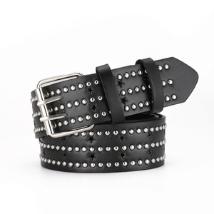 Cinturón de moda con remaches para hombre, estilo punk <span class=keywords><strong>rock</strong></span>, con hebilla de pasador, envío directo, cinturón sintético de PU negro, arnés unisex, cinturones de estilo western. - Product Image 2
