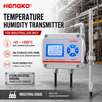 Transmetteur de température et d'humidité HENGKO en acier inoxydable robuste, RS485 Modbus-RTU 200 ° Sonde frittée pour séchage industriel