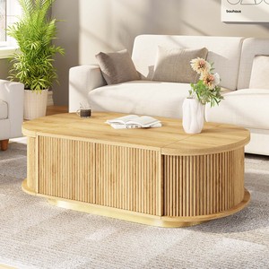 Custom Modern Luxury Cream Style New Light Walnut <strong>Round</strong> Tea &amp; Coffee <strong>Table</strong> with Storage Combination for <strong>Small</strong> Home Living Room - Product Image 6