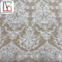 Tissu de dentelle guipure française de luxe, style européen, pour robe de mariée, tissu brodé avec des paillettes, pour femmes