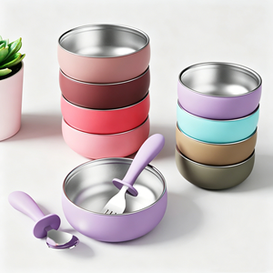 Juego de Vajilla de Silicona para Bebé WellBest, Libre de BPA, con Diseño de Dibujos Animados, Plato y Tazón Divididos con Base de Succión para Niños - Product Image 4