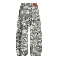 Salopette vintage camouflage, coupe droite, style urbain, 100% coton, taille mi-haute, dentelle, pantalon cargo en laine peignée, homme et femme, streetwear