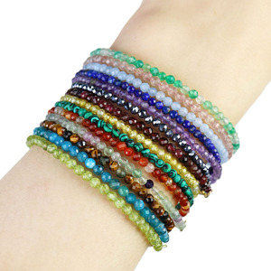 Nouveau bracelet en pierres fines facettées de 3 mm, bracelet en perles de cristal minuscules avec des pierres taillées en acier inoxydable, bijoux pour femmes - Product Image 1