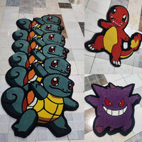 Maßgefertigter Cartoon-Tufting-Teppich, Flauschiger Pokemon Handgetufteter Schnittflor-Wollteppich, Anime-Teppich für Wohnzimmer, Dicker Unregelmäßig Geformter Teppich