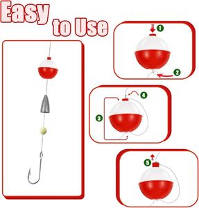 Lot de 100 flotteurs de pêche verticaux en ABS rigide à queue longue, flotteurs à bouton poussoir rouge et blanc de 0,75/1/1,5 pouces pour la pêche en mer et en bateau - Product Image 4