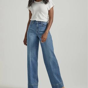 Jeans de Mezclilla de Algodón para Mujer, Estilo Moderno 2025, Cintura Baja, Pierna Ancha, Estilo Baggy - Product Image 1