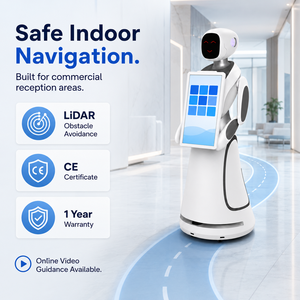 Robot d'accueil commercial IA avec écran tactile 21,5 pouces et navigation autonome LiDAR pour hôtels, commerce de détail, secteur de la santé, banques - Product Image 5