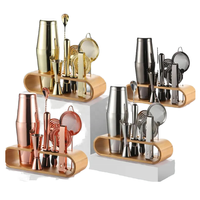Kit de Barware Premium en Cuivre, Ensemble Shaker à Cocktails Boston avec Support en Bambou, Capacité 750ml, Durable, En Stock, Cadeau de Voyage, Fabrication Vedela
