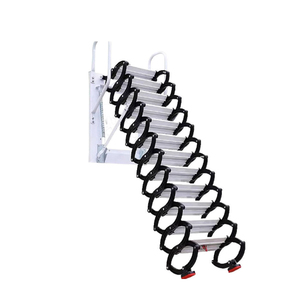 Escalera retráctil manual metálica invisible para ático con barandilla de vidrio, diseño plegable para villas chinas, uso interior - Product Image 6