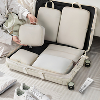 Ensemble de 6 sacs de compression pour organisateur de vêtements de voyage extensibles et pliables personnalisés avec fermeture éclair, cubes d'emballage pour bagages