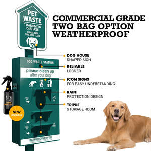 Poubelle pour déjections animales avec distributeur de sacs à déjections canines et bac à litière, capacité et taille personnalisables - Product Image 2